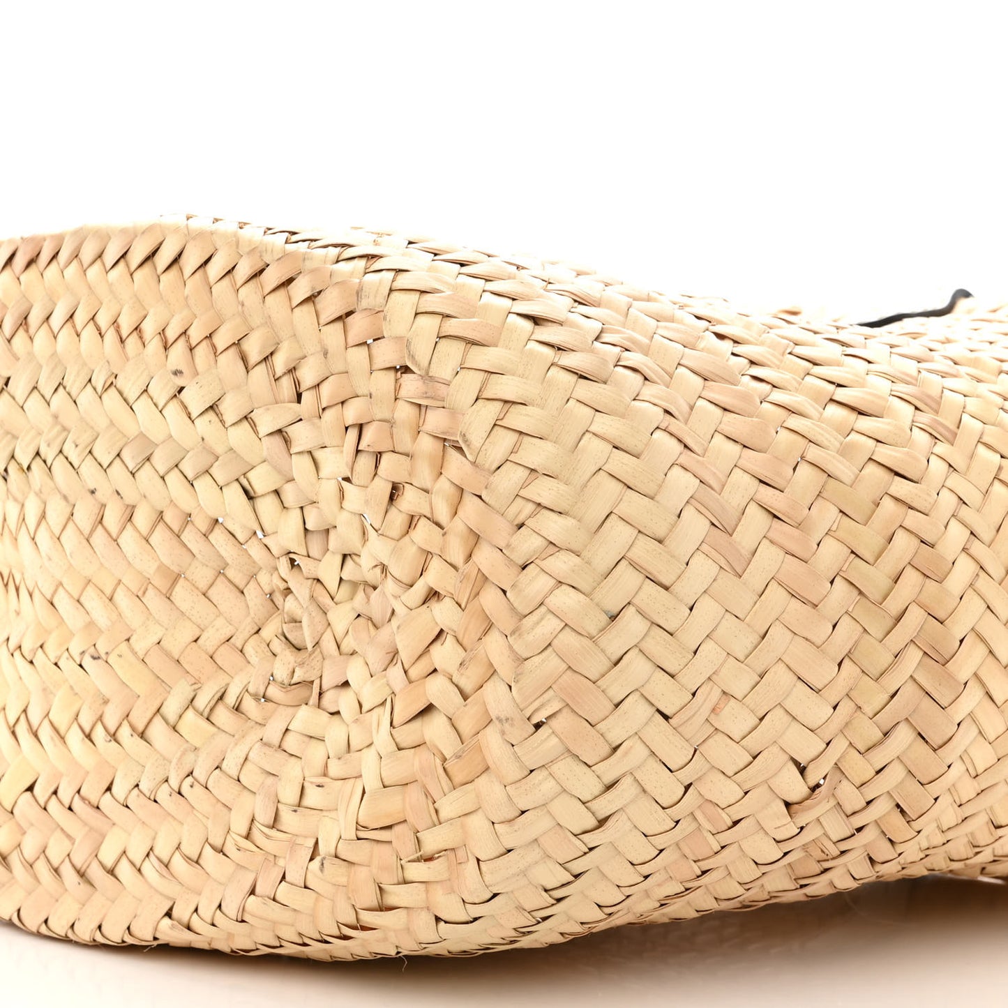 Palmitto Vitello Woven Braided Large Basket Tote Bag Naturale White