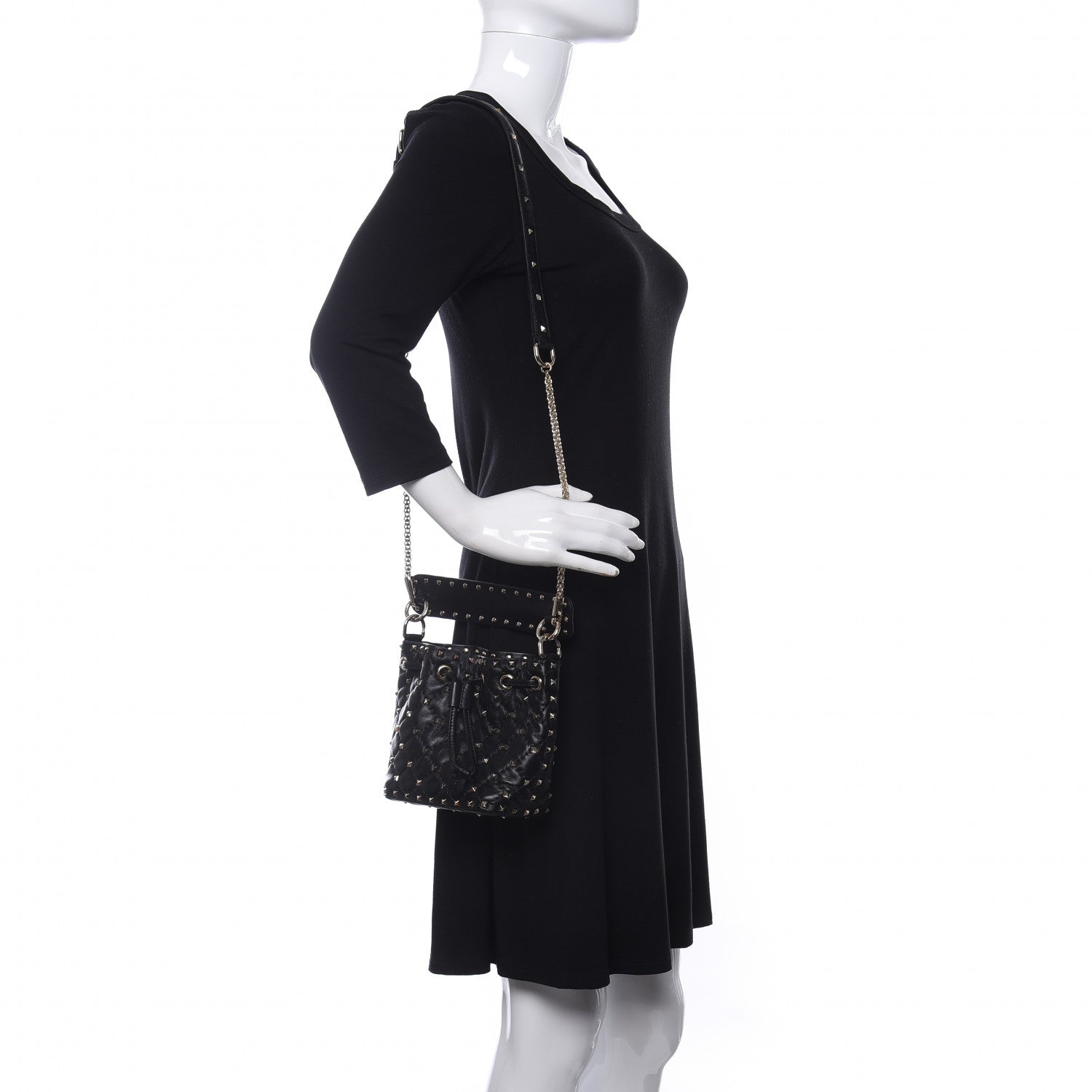 Valentino Garavani Nappa Mini Rockstud Spike Bucket Bag Black 2 of 8