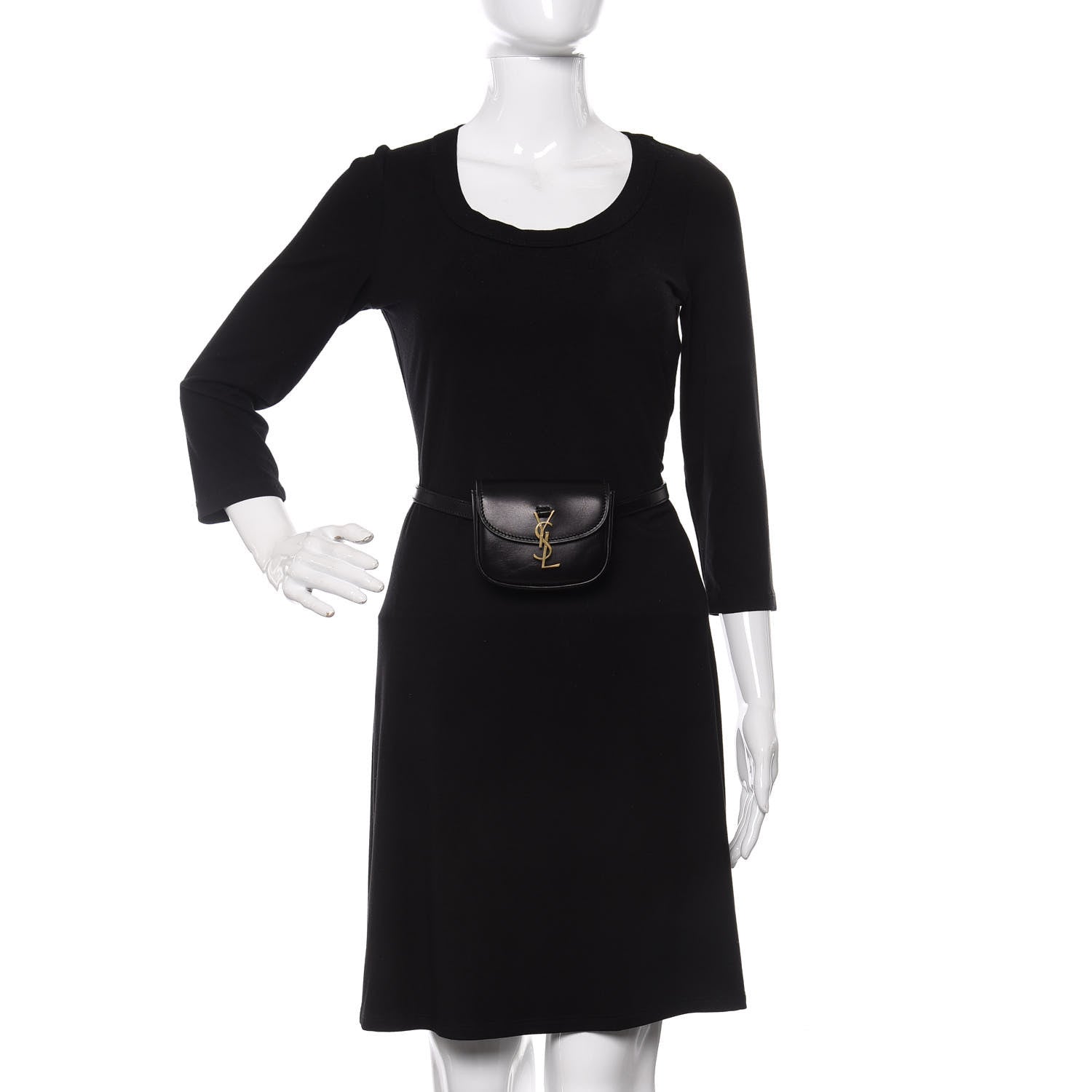 Saint Laurent Smooth Calfskin Mini Classic Monogram Kaia Belt Black 2 of 10