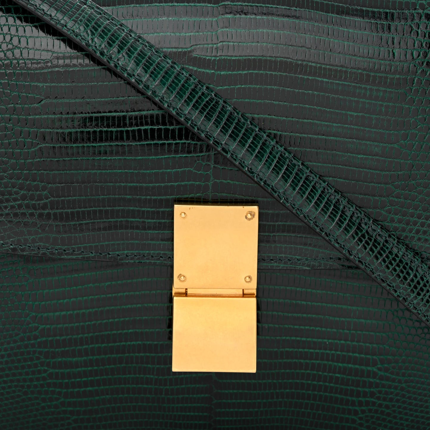 Lizard Medium Classic Box Flap Bag Dark Green