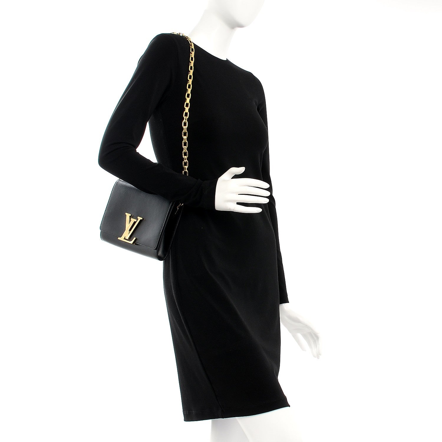 Louis Vuitton Calfskin Chain Louise GM Black 2 of 7