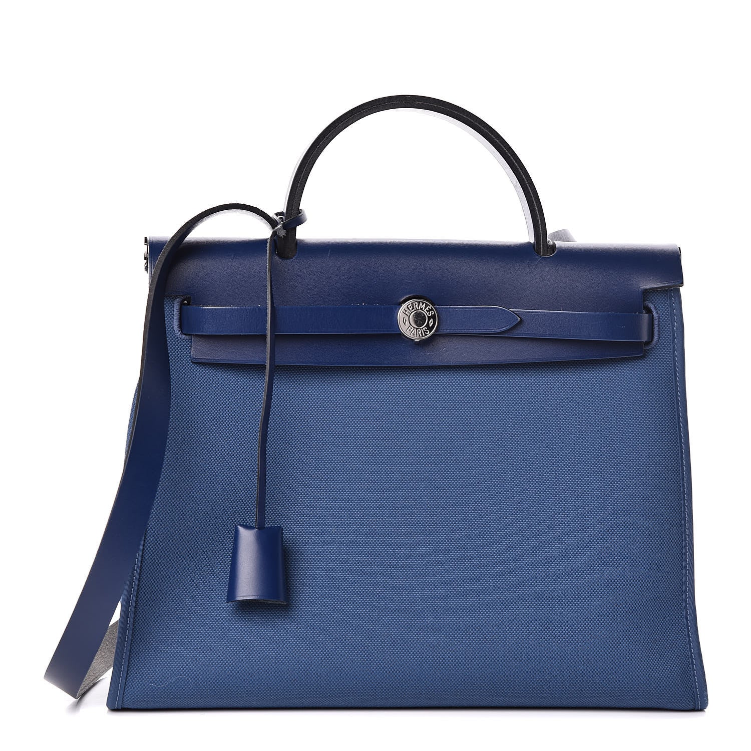 Hermes Vache Hunter Toile Herbag Zip 31 PM Bleu Brighton Bleu Saphir 3 of 16