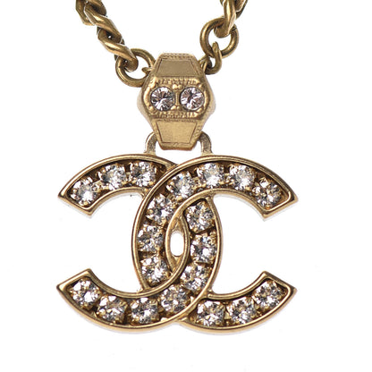 Chanel Crystal CC Pendant Necklace Gold 4 of 5