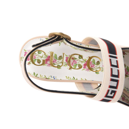 Gucci Malaga Kid Bow Ace Stripe Mid Heel Slingback Pumps 41 Beige 7 of 9