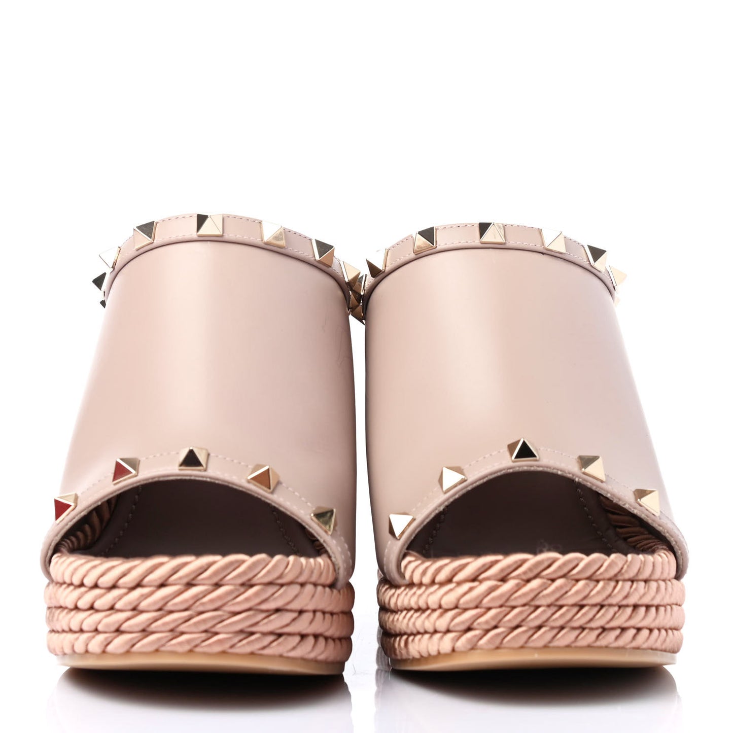 Calfskin Rockstud Wedge Mule 40 Poudre