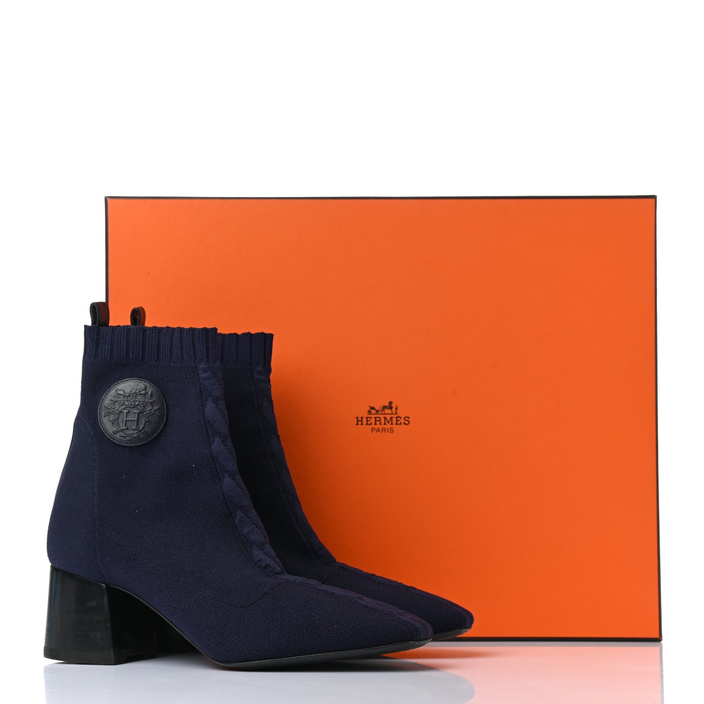 Knit Calfskin Volver Ankle Boots 36.5 Bleu Diplomatique