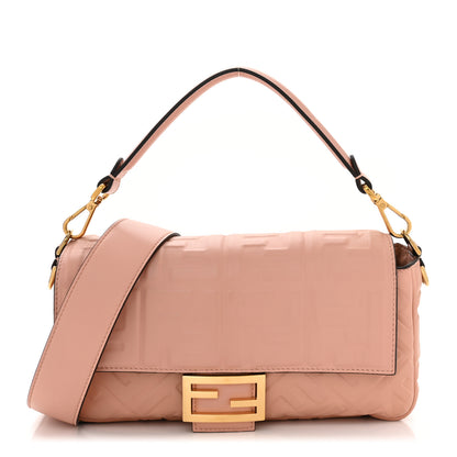 Fendi Nappa FF 1974 Embossed Baguette Rosa Bourbon 1 of 11