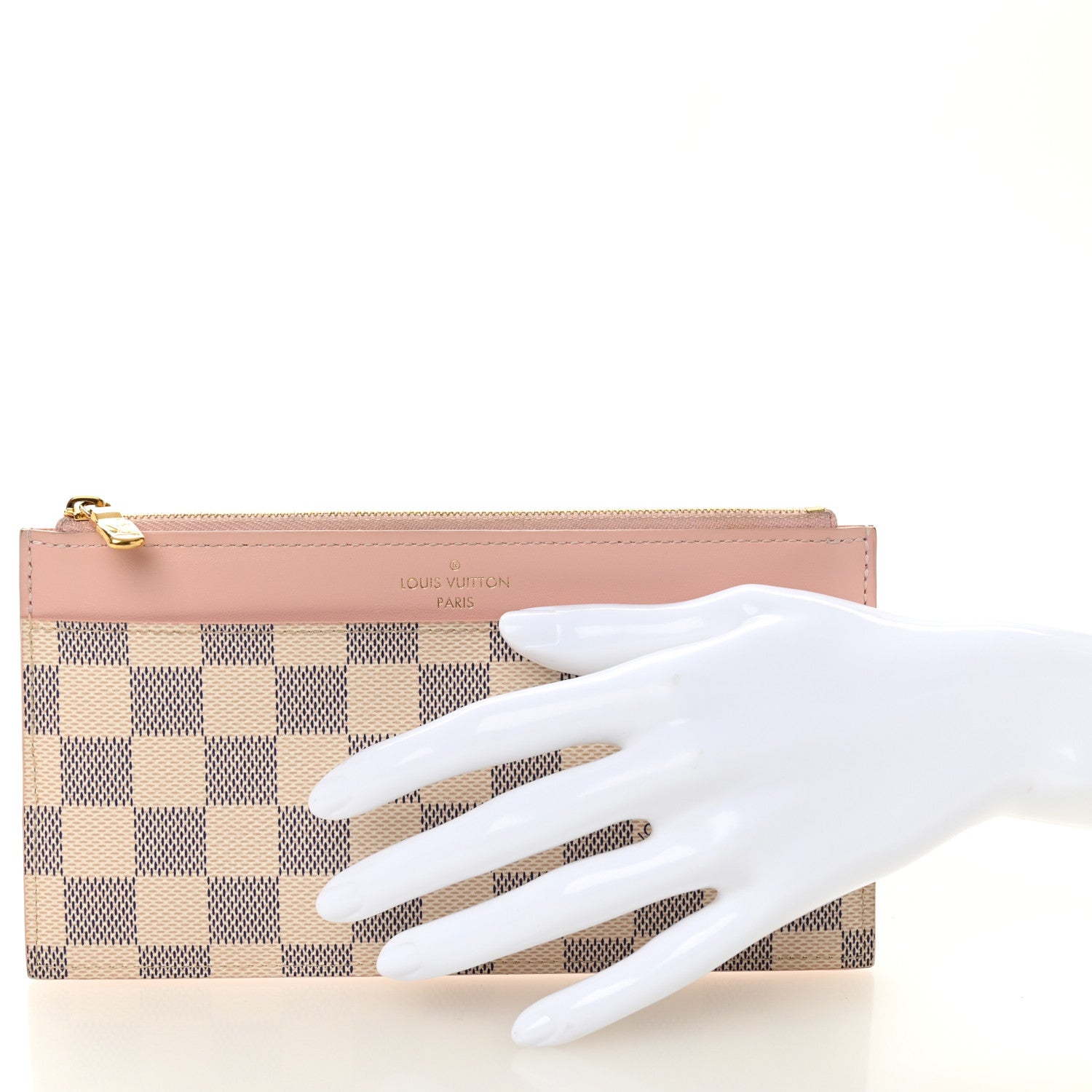 Louis Vuitton Damier Azur Slim Purse Rose Ballerine 2 of 7