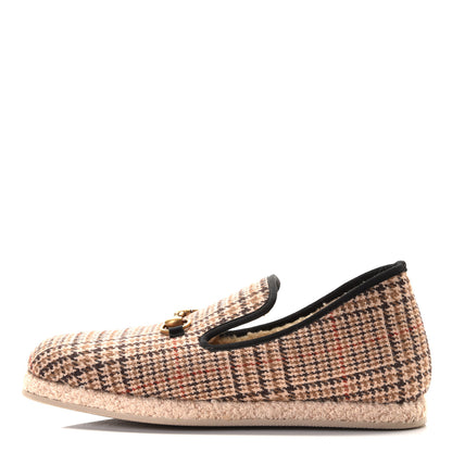 Gucci Wool Tweed Plaid Houndstooth Mens Fria Horsebit Loafers 9.5 Mahogany Black 1 of 9