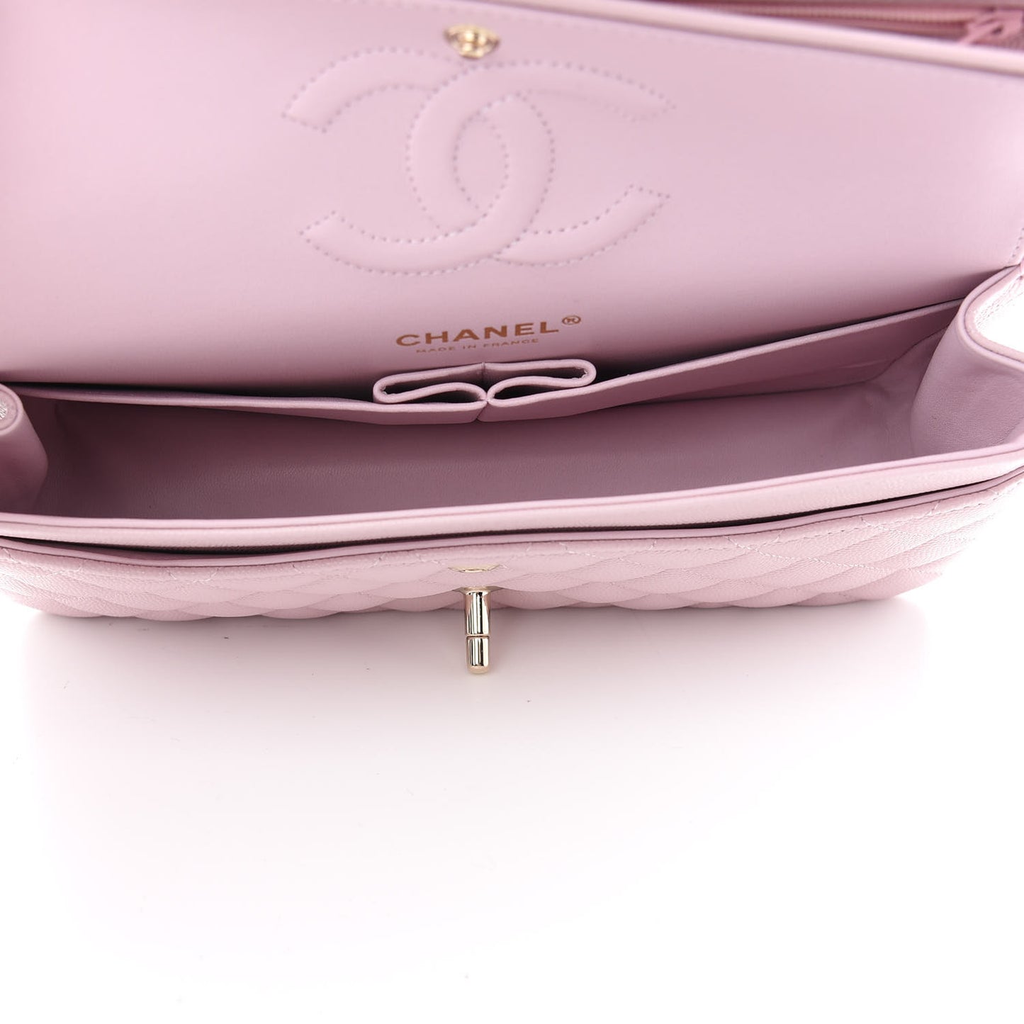 Caviar Quilted Medium Double Flap Light Pink