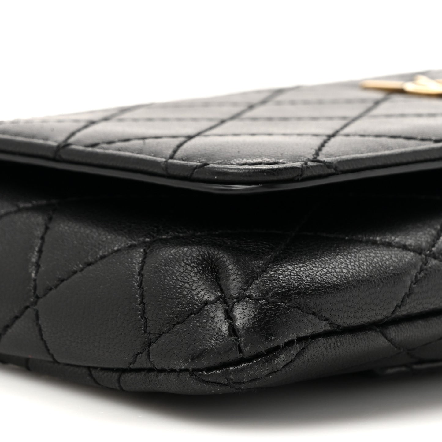 Lambskin Quilted Gaby Phone Holder Crossbody Bag Black