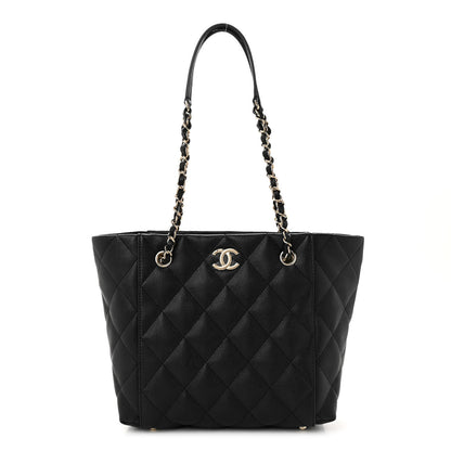 Chanel Caviar Quilted Small Shopping Tote Black 3 of 12