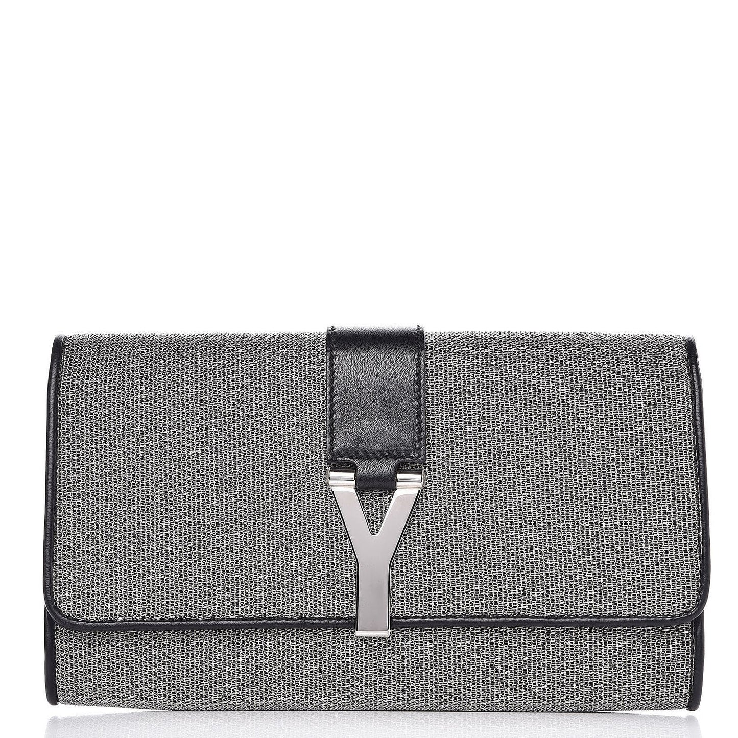 Metallic Mesh Calfskin Classic Y Ligne Clutch Silver Black