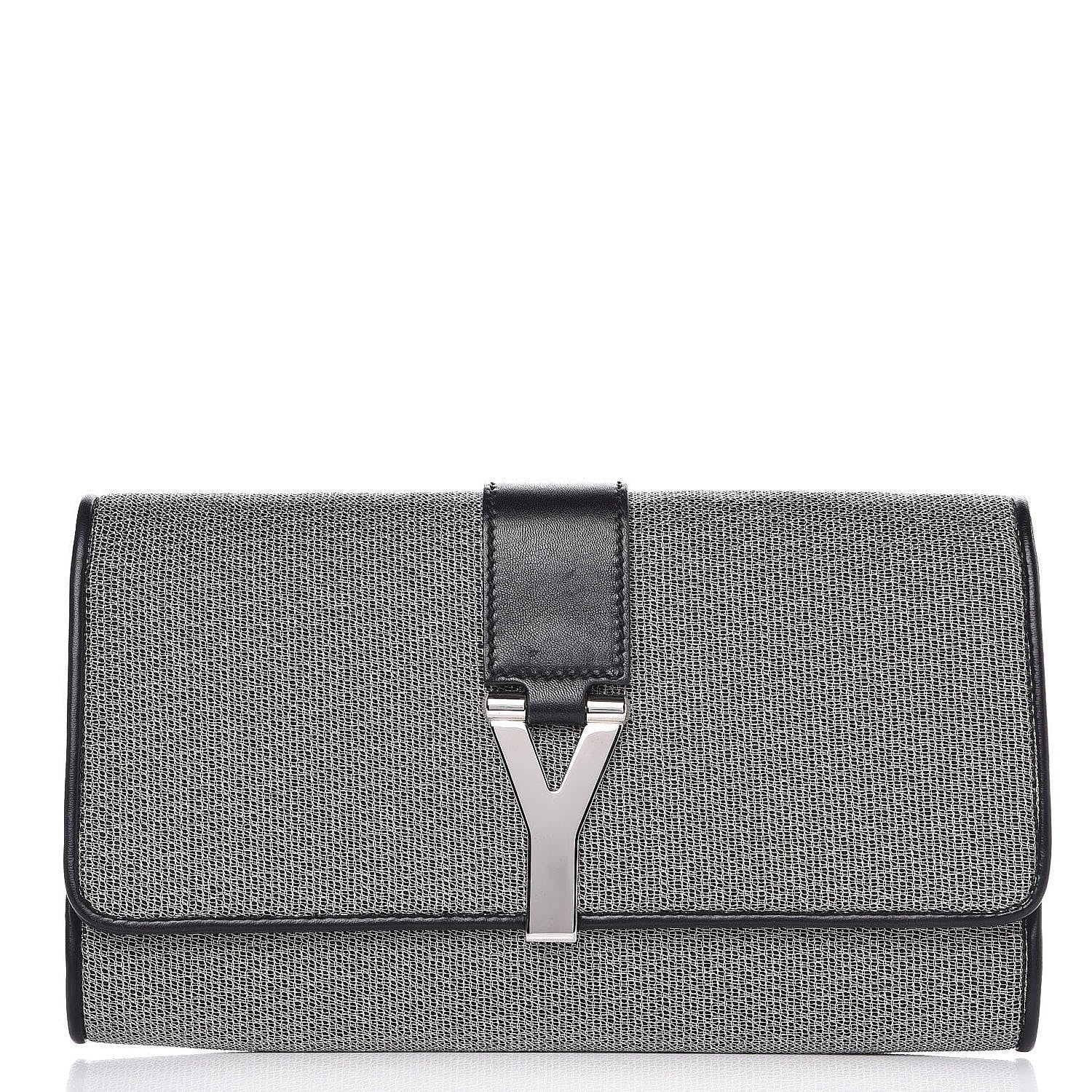 Saint Laurent Metallic Mesh Calfskin Classic Y Ligne Clutch Silver Black 1 of 8