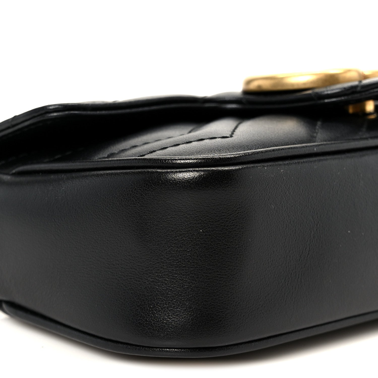 Gucci Calfskin Matelasse Super Mini GG Marmont Shoulder Bag Black 8 of 10