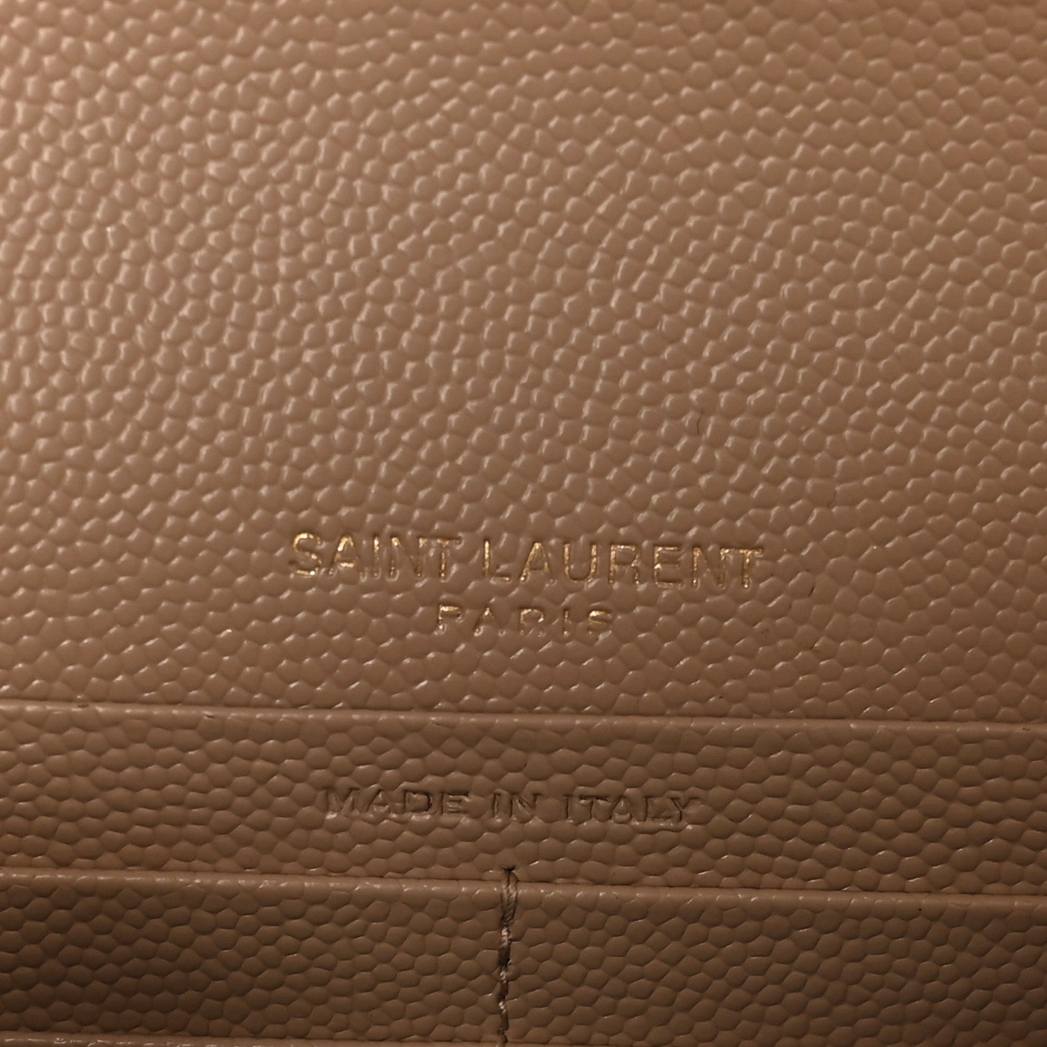 Saint Laurent Grain De Poudre Matelasse Chevron Monogram Envelope Chain Wallet Dark Beige 6 of 9