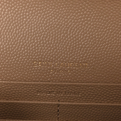 Saint Laurent Grain De Poudre Matelasse Chevron Monogram Envelope Chain Wallet Dark Beige 6 of 9
