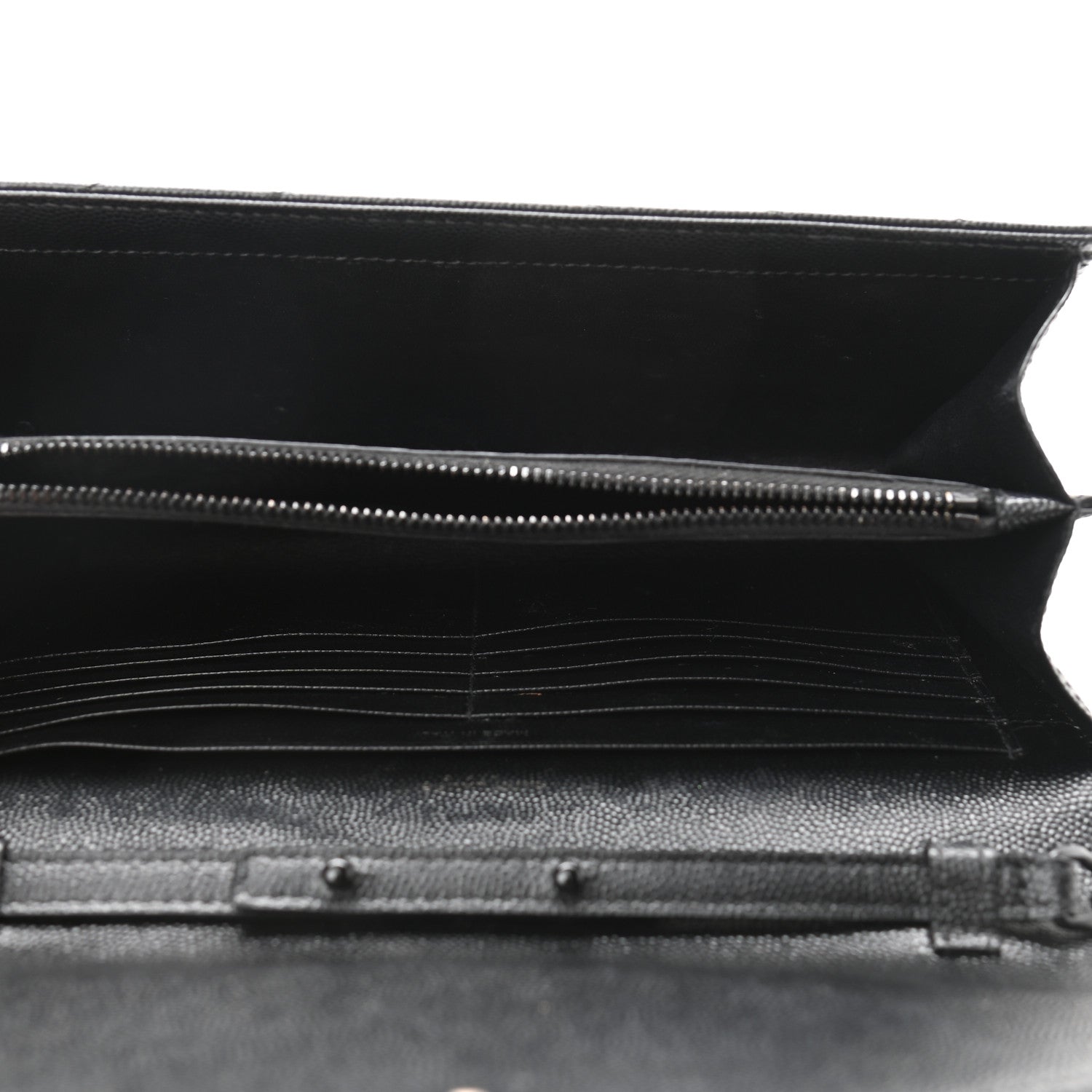 Saint Laurent Grain De Poudre Matelasse Chevron Monogram Chain Wallet Black 5 of 13