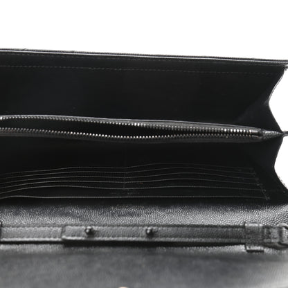 Saint Laurent Grain De Poudre Matelasse Chevron Monogram Chain Wallet Black 5 of 13