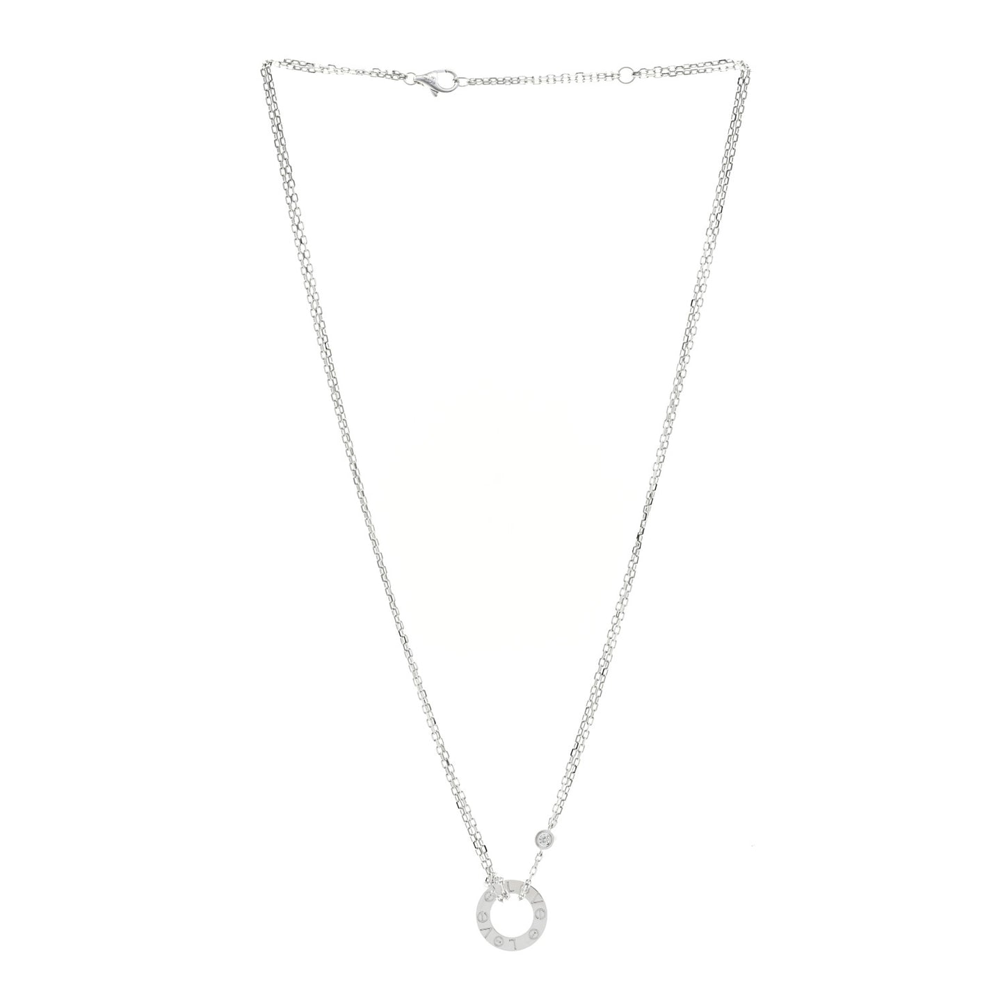 18K White Gold 2 Diamond LOVE Necklace