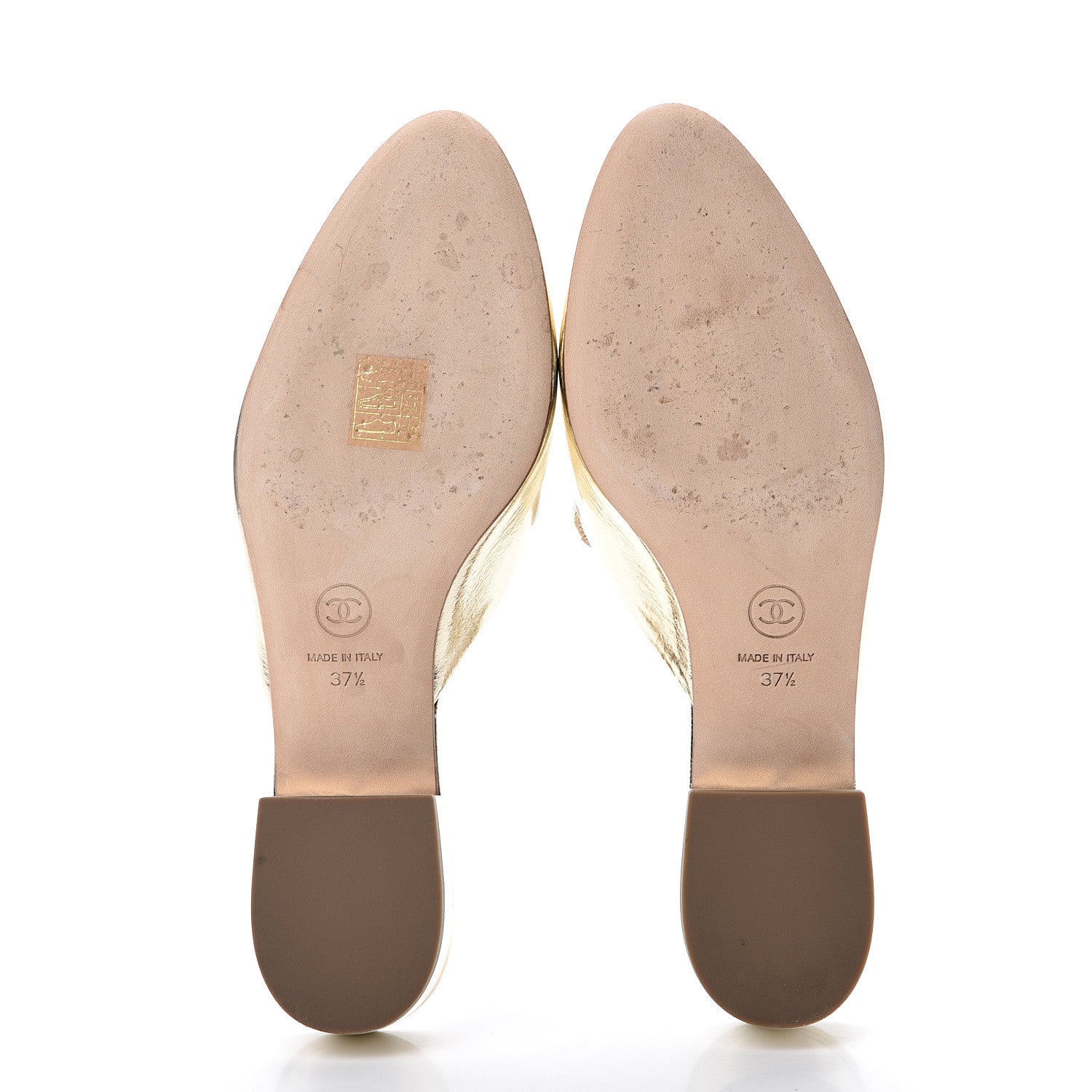 Chanel Metallic Sheepskin Mules 37.5 Gold 5 of 11