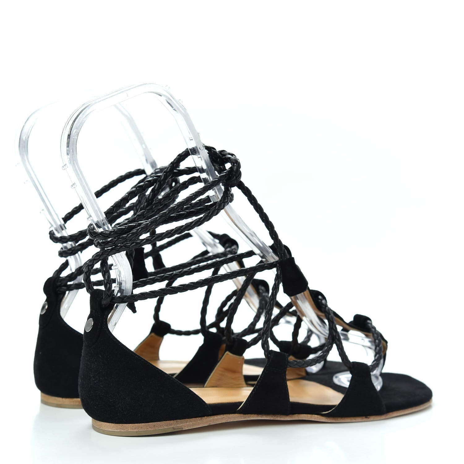 Hermes Suede Gladiator Wrap Sandals 38 Black 4 of 11