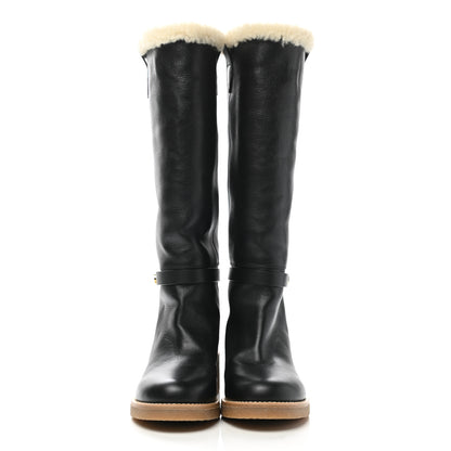 Christian Dior Calfskin Shearling D-Furious Boots 37.5 Black 2 of 9