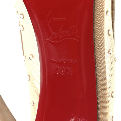 Christian Louboutin Suede Lame Crystal Strass Follies 100 Pumps  39.5 Light Silk 7 of 8