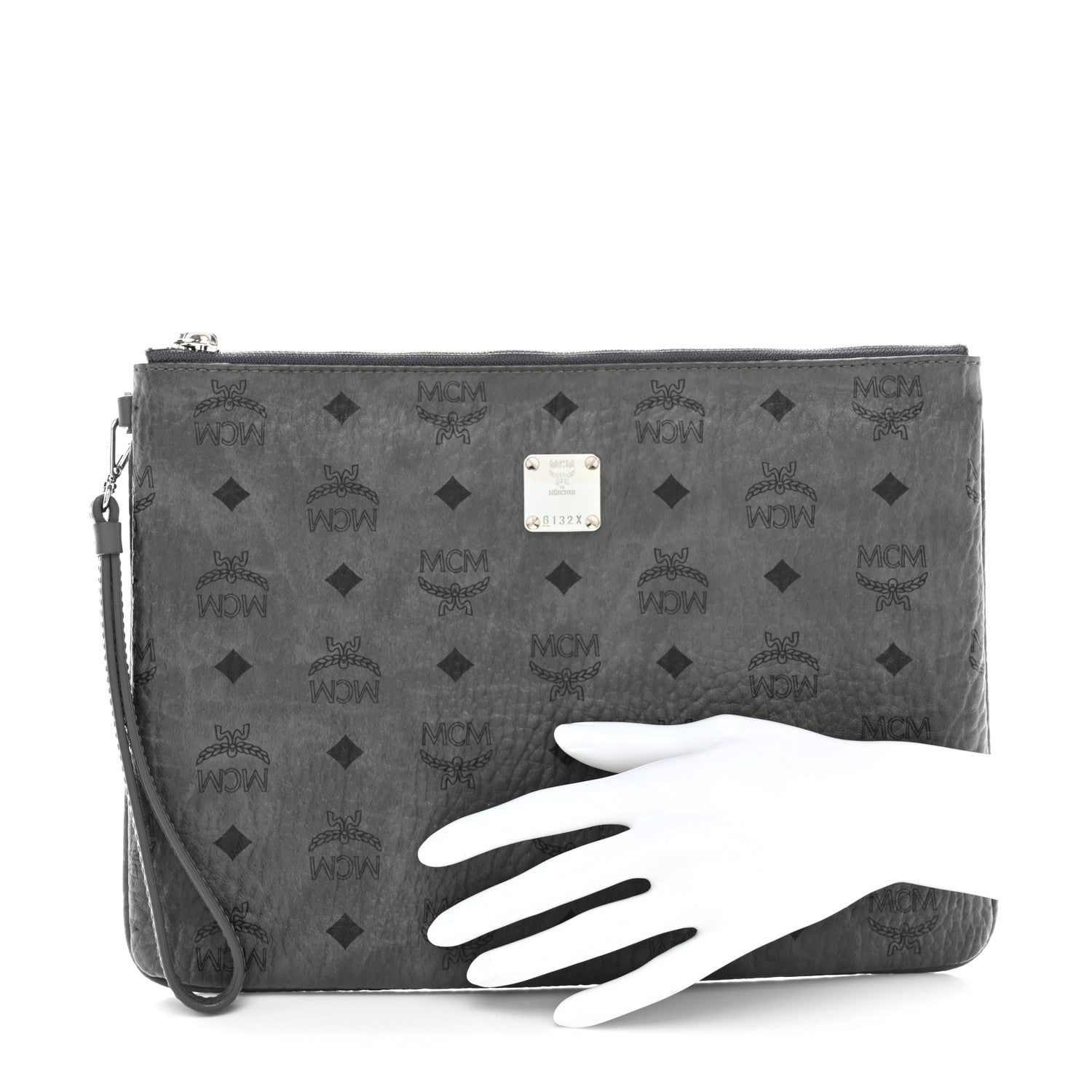 MCM Visetos Medium Stark Wristlet Pouch Phantom Grey 2 of 9
