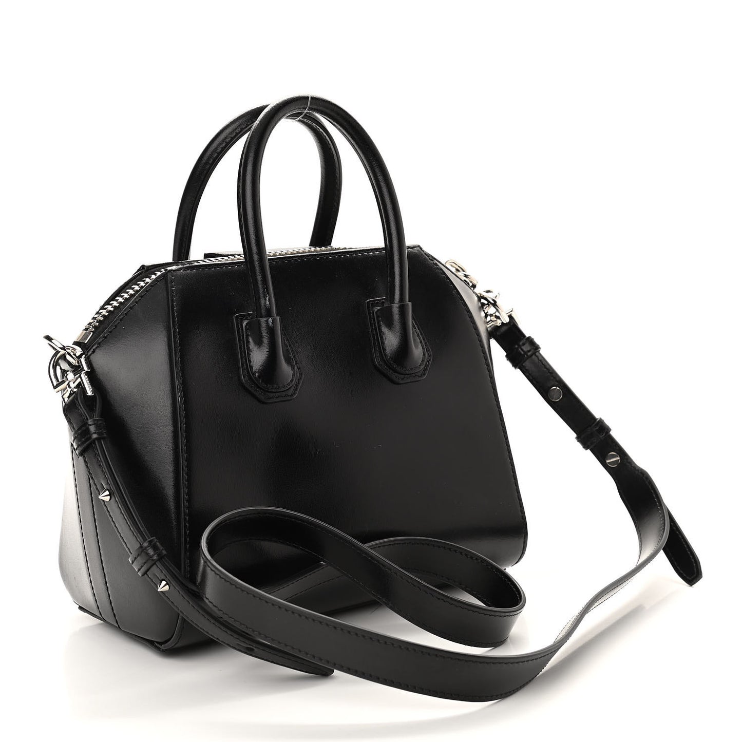 Shiny Lord Calfskin Mini Antigona Black