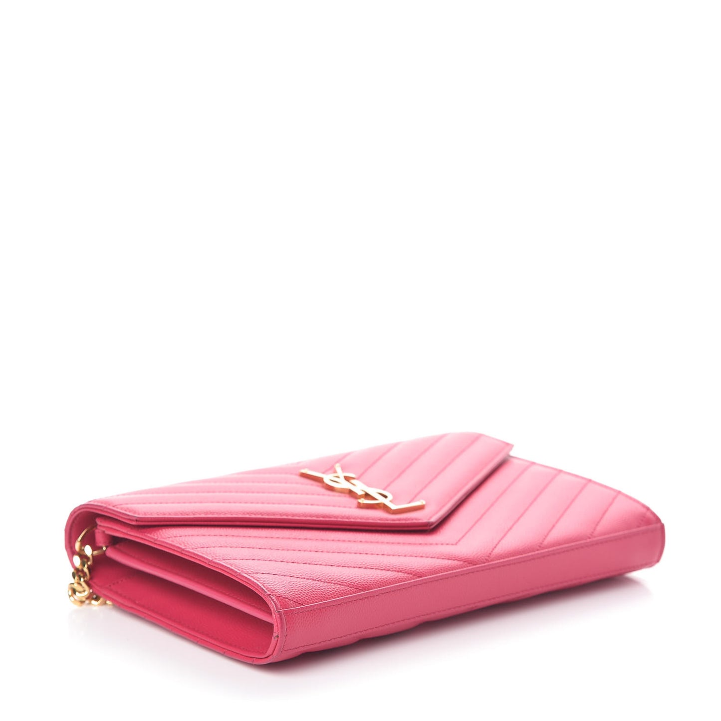 Grain De Poudre Matelasse Chevron Monogram Chain Wallet Rose Clair