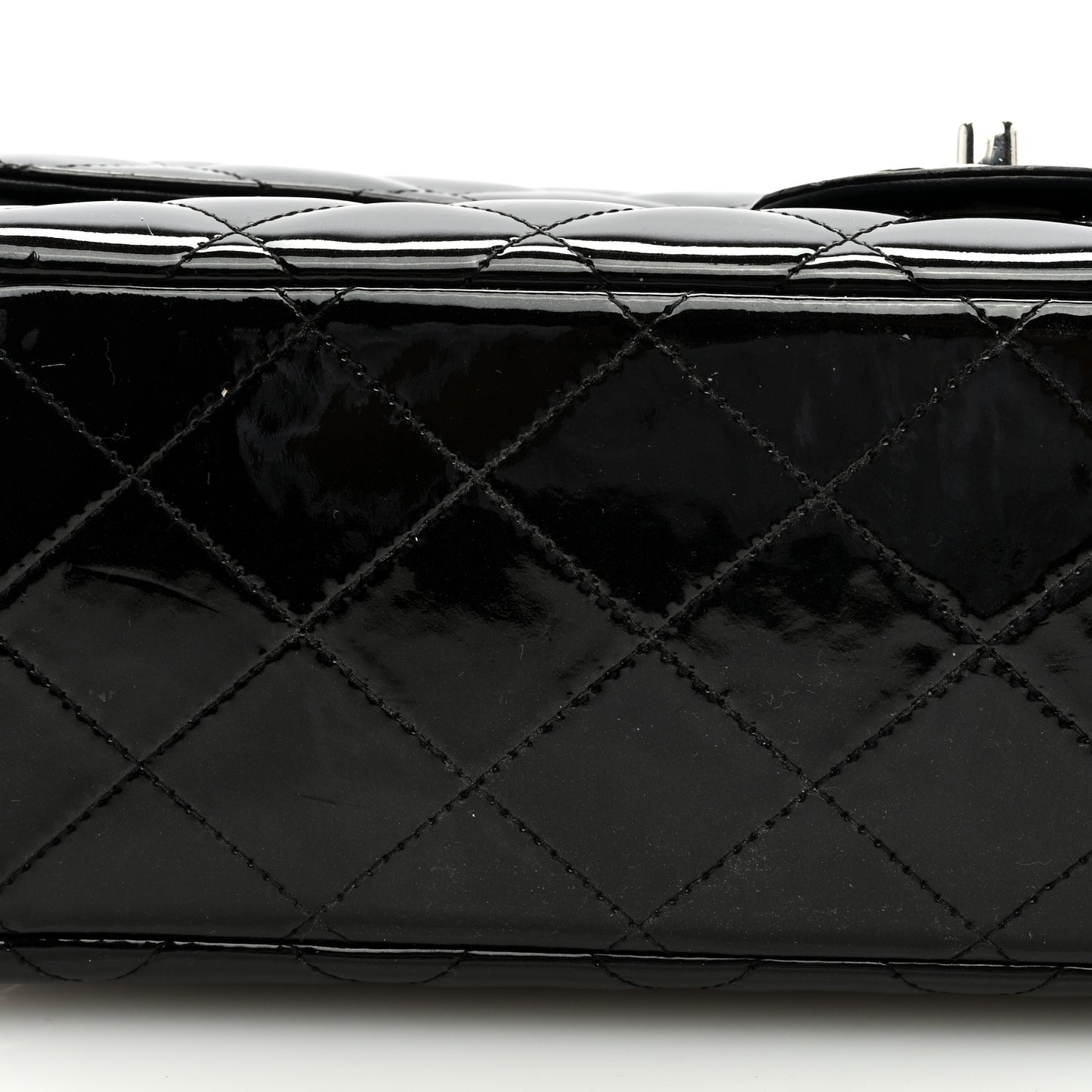 Patent Quilted Maxi Single Flap Black