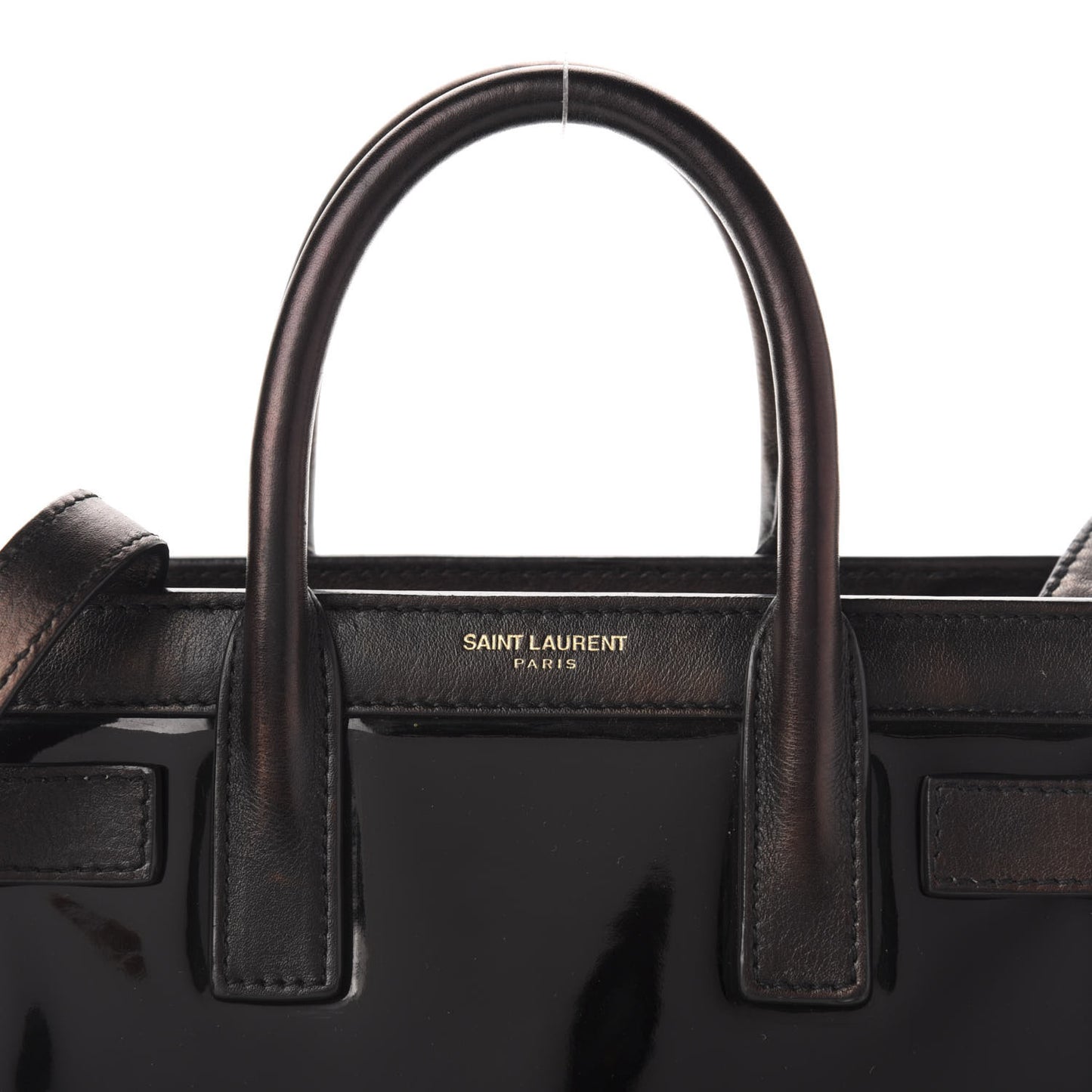 Patent Calfskin Nano Sac de Jour Black