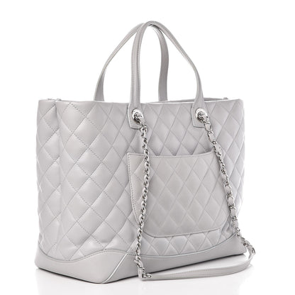 Chanel Calfskin Quilted Large Easy Shopping Tote Grey 4 of 13