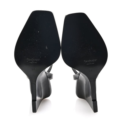 Saint Laurent Calfskin Maine Liscio May 90 Wedge Sandals 38 Black 6 of 9