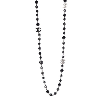 Chanel Ruthenium Beaded CC Long Necklace Black 1 of 5