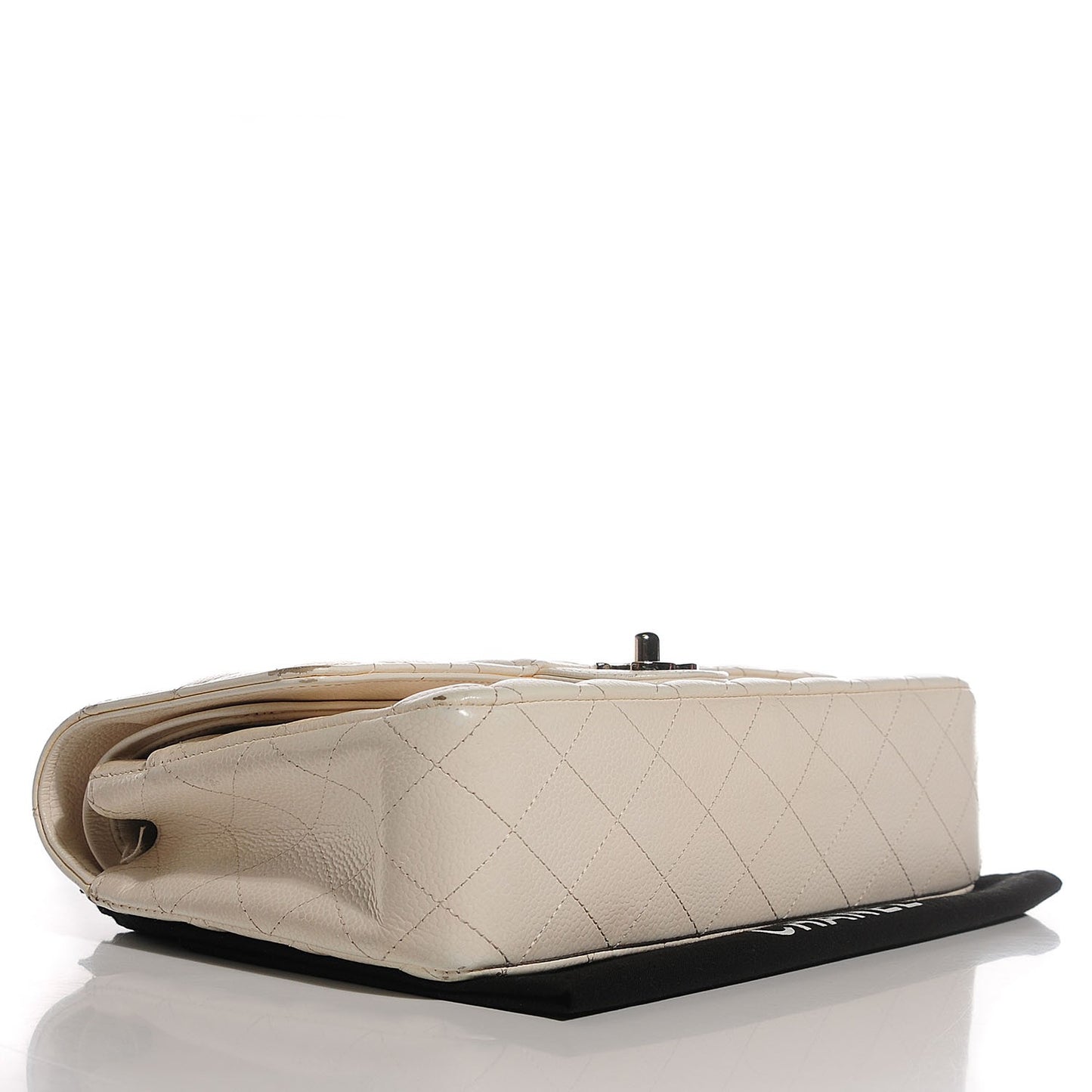 Caviar Quilted Medium Double Flap White