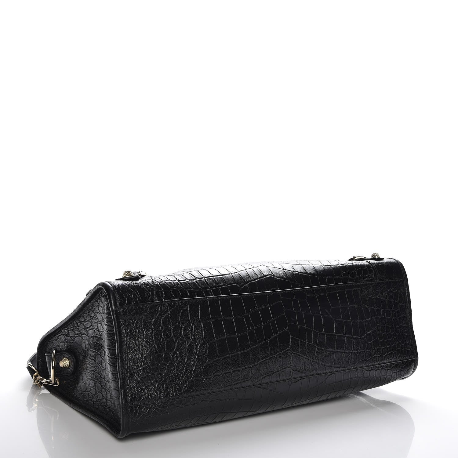 Balenciaga Calfskin Crocodile Embossed Giant 12 Gold Hardware City Black 5 of 8