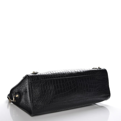 Balenciaga Calfskin Crocodile Embossed Giant 12 Gold Hardware City Black 5 of 8