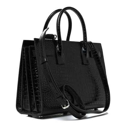 Saint Laurent Calfskin Crocodile Embossed Baby Sac De Jour Black 3 of 9