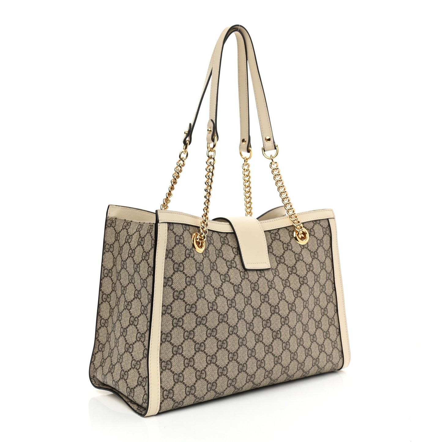 GG Supreme Monogram Medium Padlock Tote White