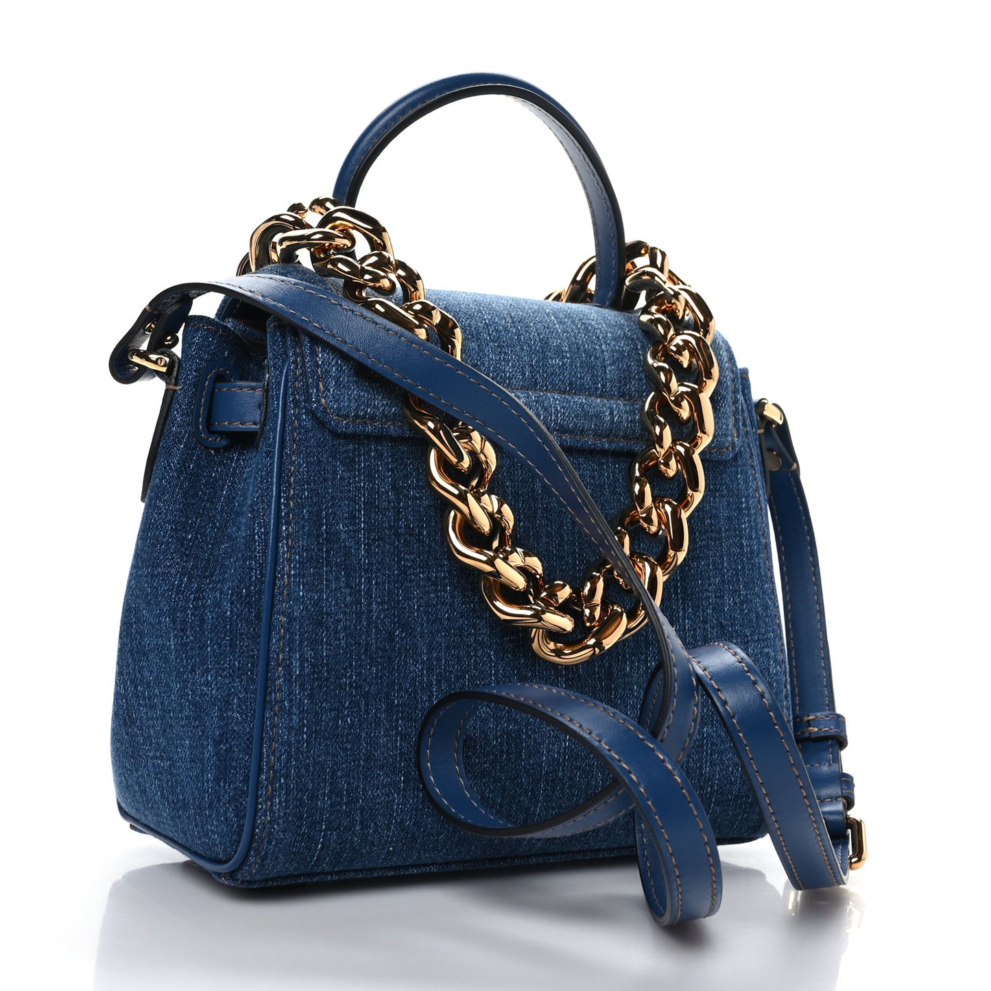 Denim La Medusa Chain Tote Navy Blue