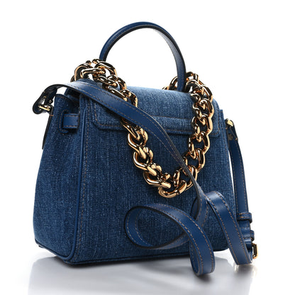 Versace Denim La Medusa Chain Tote Navy Blue 3 of 8