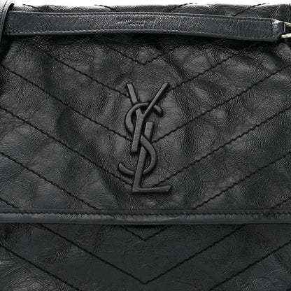 Saint Laurent Crinkled Calfskin Matelasse Monogram Medium Niki Chain Satchel Black 8 of 12