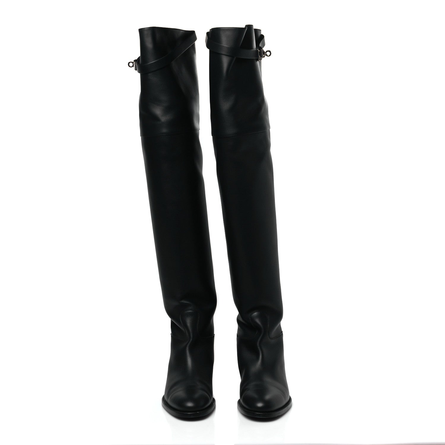 Hermes Calfskin High Boots 38 Black 2 of 8
