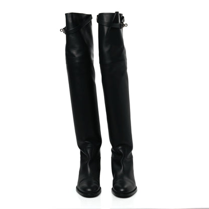 Hermes Calfskin High Boots 38 Black 2 of 8
