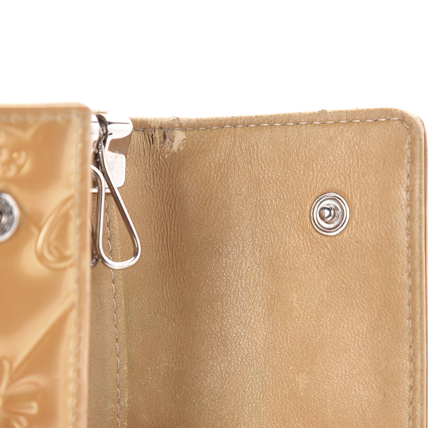 Patent Quilted Mademoiselle Precious Symbols 6 Key Holder Gold