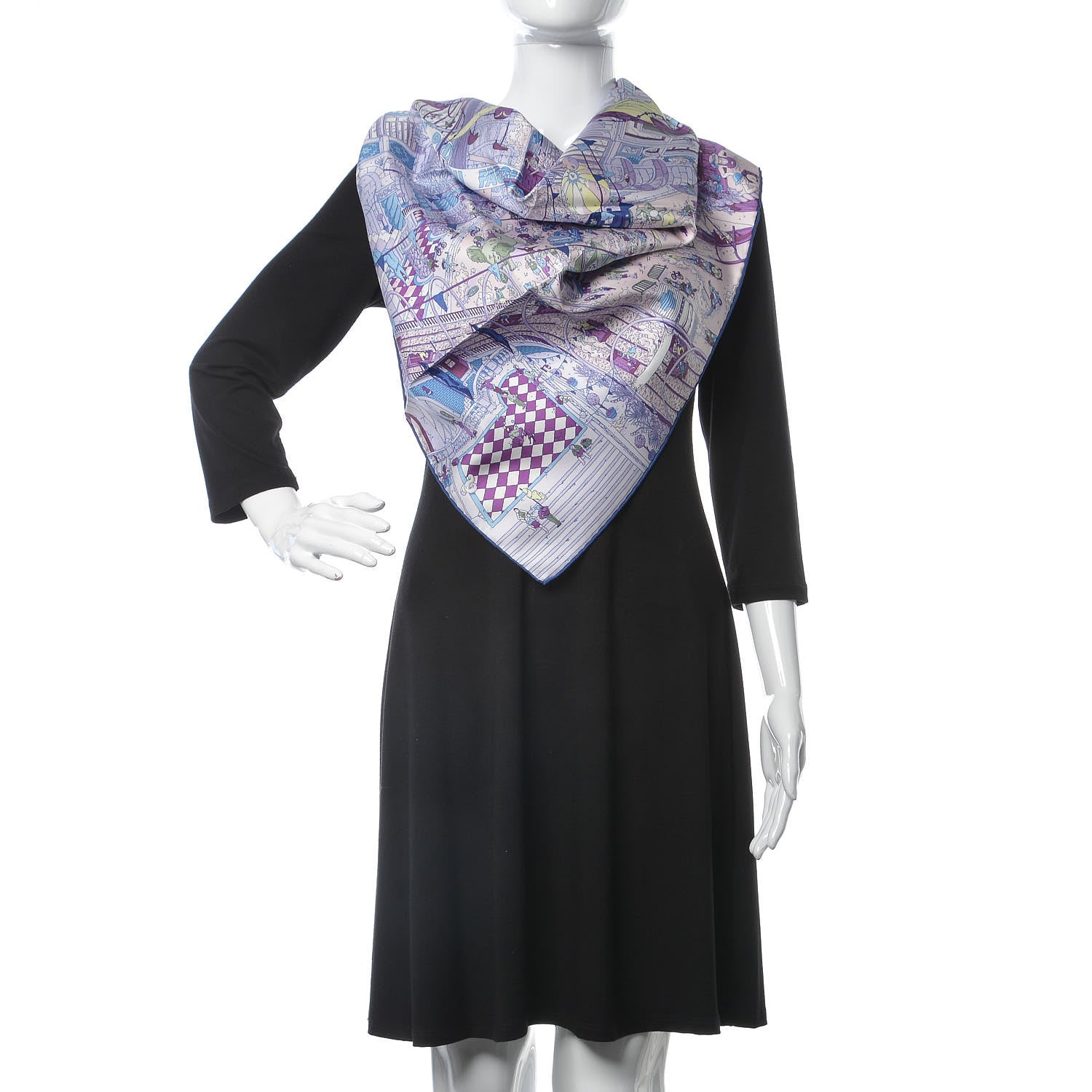Hermes Silk Le Grand Prix Du Faubourg Scarf 90 Mauve Violet Jaune Soufre 2 of 4