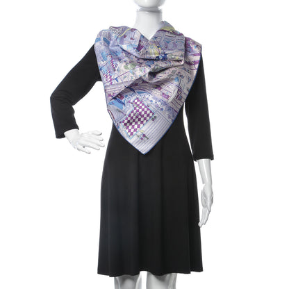 Hermes Silk Le Grand Prix Du Faubourg Scarf 90 Mauve Violet Jaune Soufre 2 of 4