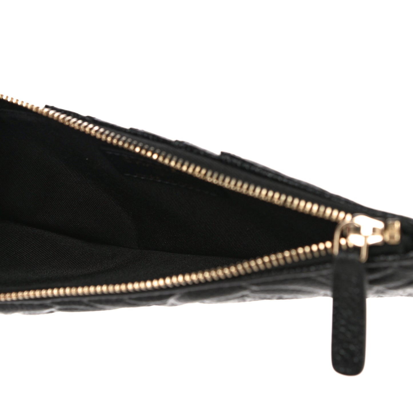 Caviar Camellia Embossed Classic Flat Wallet Pouch Black